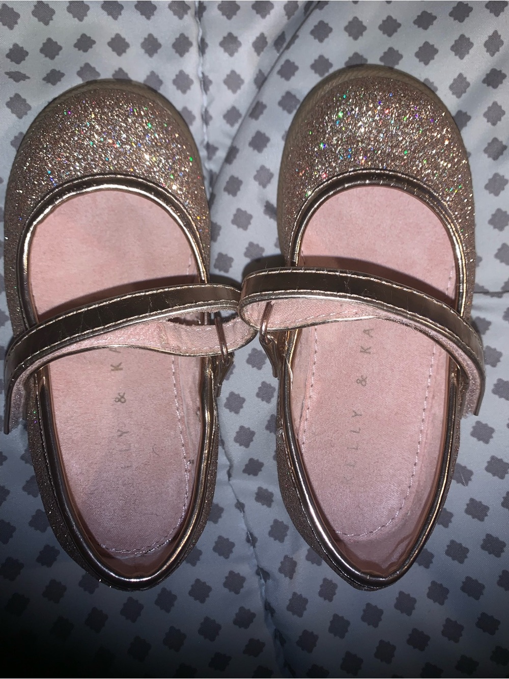 Girls' Rose Gold Glitter Mary Jane Shoes